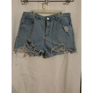 Boohoo Women’s Blue Distressed Denim Shorts Size 12